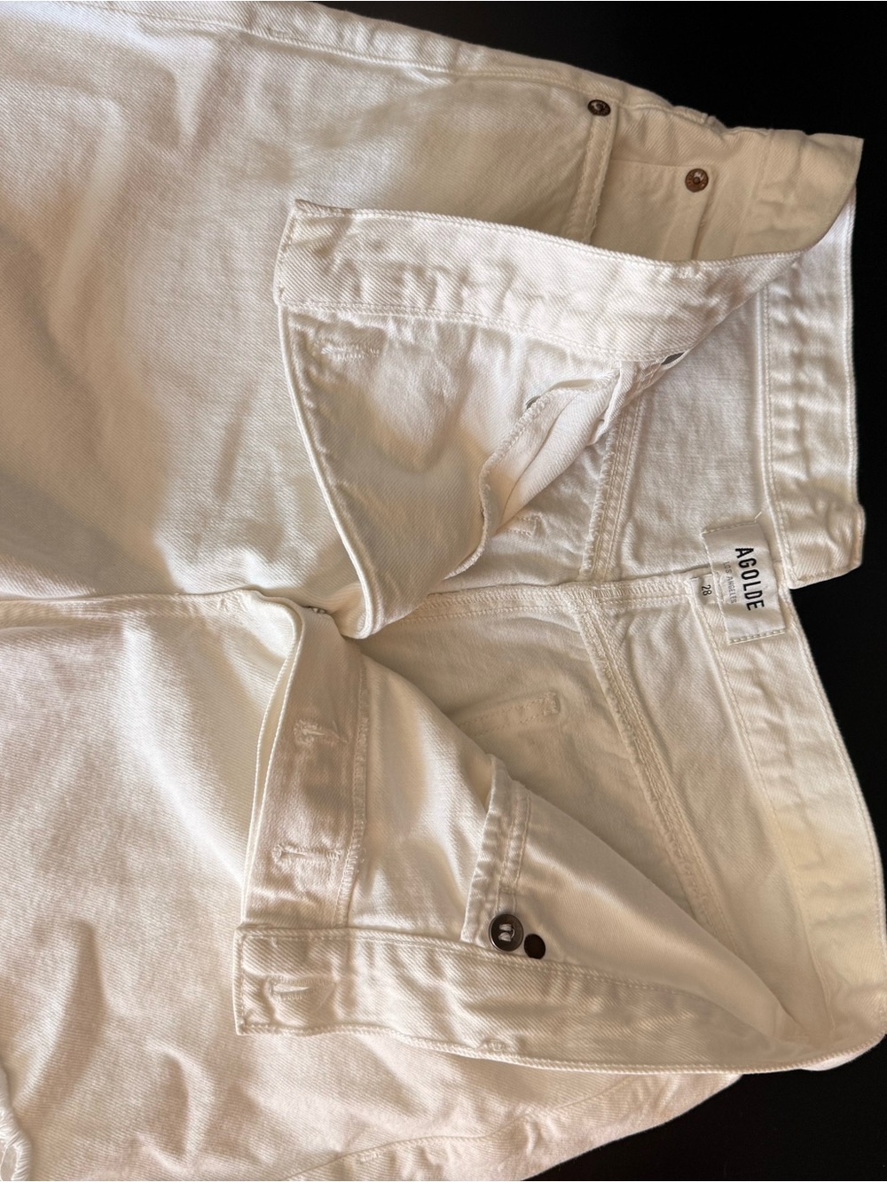 Agolde White Criss Cross High-Rise Jean Shorts - Picture 4 of 5